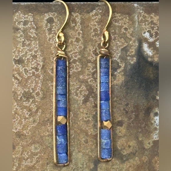 Dana Kellin lapis and rose gold earrings. New in box from Sundance. - Picture 1 of 7